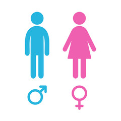 Gender symbol. Female and male icon isolate on transparent background.