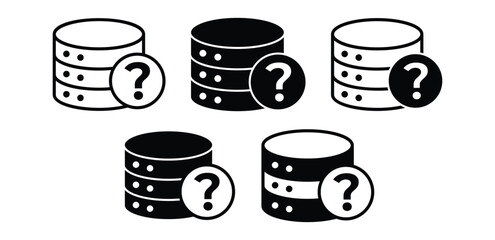 Database Query Icons with Question Marks Vector Design Black and White Color