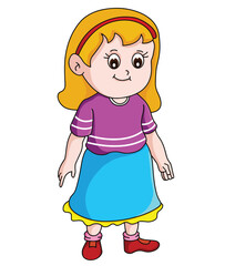 Cute cartoon hand drawn vector cute smiley little girl clipart.	
