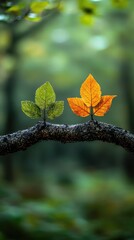 Tranquil Leaves on Forest Branch