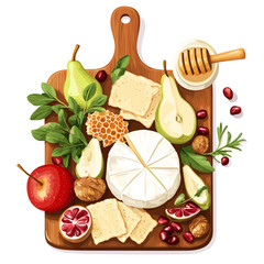 Brunch Fruit and Cheese Board with Brie and Honeycomb