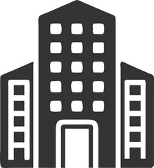 Obraz premium Building Icon with White Windows on Transparent Background Design