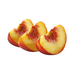 Fresh Whole and Sliced Peach Fruit Transparent Background