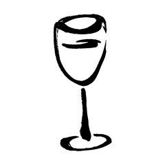 筆タッチのワインの線画イラスト