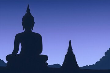 Buddha statue at sunset.