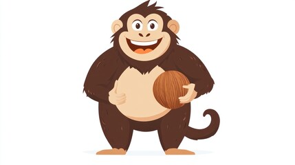 Fototapeta premium Happy monkey holding a coconut