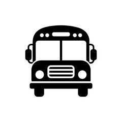 School bus with front view symbolizing transportation and education