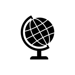 School globe on a stand with latitude and longitude lines for geography education