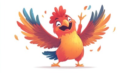 Fototapeta premium Cheerful, colorful bird illustration with outstretched wings