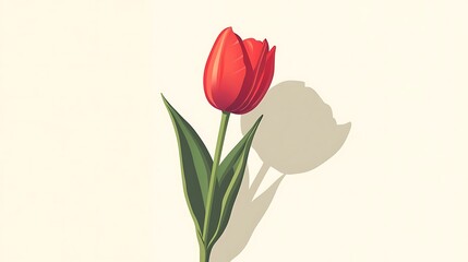 Obraz premium Red Tulip with White Background.