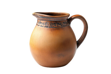 Rustic Brown Clay Pitcher Handcrafted Ceramic Jug Earthenware Vessel Dark Background Studio Shot Detailed Texture Elegant Design on transparent background