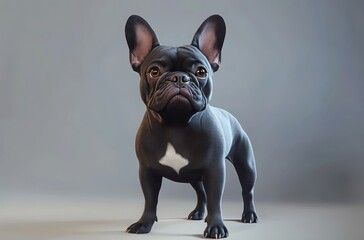 Photorealistic portrait of a French Bulldog, stylish stance