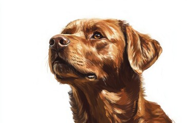 Photorealistic portrait of a Labrador Retriever, golden fur glowing under studio lights