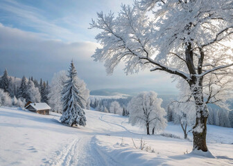 Obraz premium Snow Covered Trees in a Winter Landscape By salongok