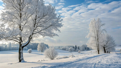 Obraz premium Snow Covered Trees in a Winter Landscape By salongok