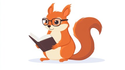 Cute squirrel wearing glasses reading a book © muhammad