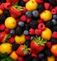 Fototapeta premium fruits and berries, fruit, food, strawberry, fresh, berry, dessert, healthy, strawberries, berries, red, salad, blueberry, raspberry, sweet, blueberries, diet, blackberry, ripe, summer, orange, kiwi, 