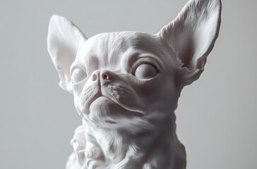 Photorealistic studio image of a muscular Chihuahua with glossy fur
