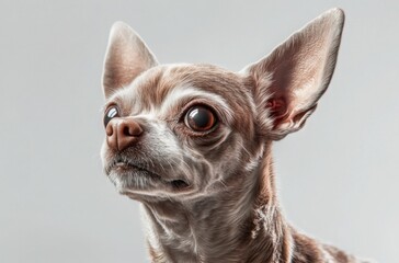 Photorealistic studio image of a muscular Chihuahua with glossy fur