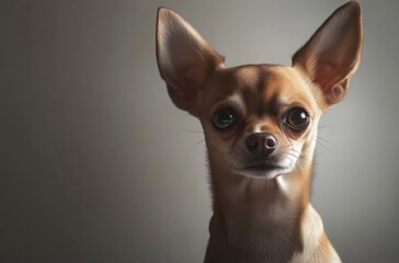 Photorealistic studio image of a muscular Chihuahua with glossy fur
