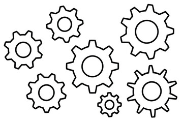 mechanical gears line art dynamic mechanical sketch