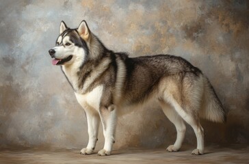 Portrait of a confident Alaskan Malamute standing tall