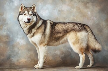Portrait of a confident Alaskan Malamute standing tall