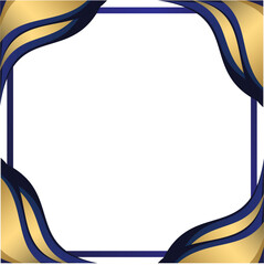 blue gold border frame minimalist vector art