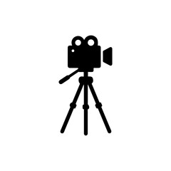 Black Silhouette of Tripod with Camera Filming Artistic Workspace