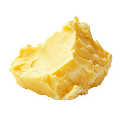 Freshly cut butter displayed on a white background suitable for cooking and baking needs