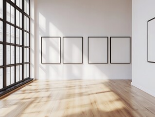 Fototapeta premium Modern gallery space with large windows