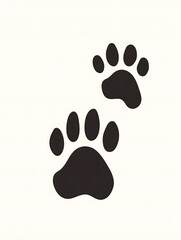 Animal Track Silhouette: A minimalist silhouette of two contrasting animal tracks, perfectly capturing the essence of a wild encounter, suitable for themes on exploration, nature, and wildlife.