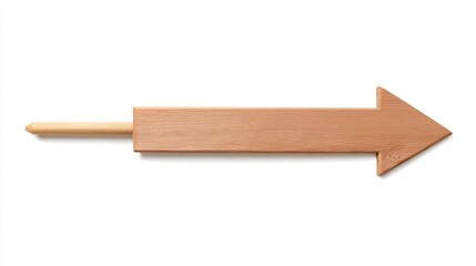 Wooden arrow signpost on white background, clean and simple design, conveying direction and clarity.