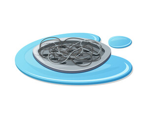 Hair clump stuck in the shower drain grid vector isolated on white background.