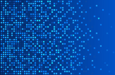 Half Tone Dots Digital Blue Background. Mosaic Pixel Frame. 
