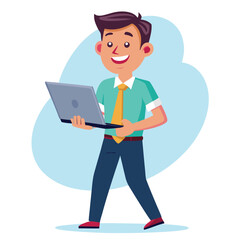 man standing with laptop vector