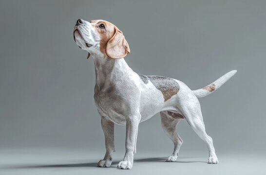 Realistic Beagle photo in studio, standing on all fours
