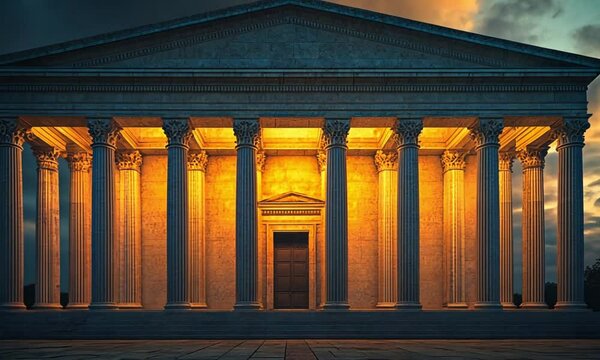 Ancient Temple at Dusk: A Majestic Architectural Marvel