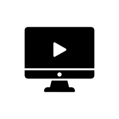 Computer with play button on the screen symbolizing digital media creation