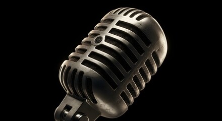 Vintage Microphone on Dark Background