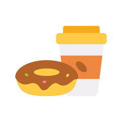 Coffee with Donut icon vector image. Suitable for mobile apps, web apps and print media.