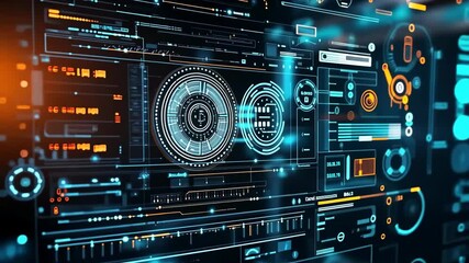 Image of circles above radars, computer language on a black background. Digital generation, hologram, globalization, sonar, molecule, coding, abstract and technological concept. Generative 4k video. - Powered by Adobe