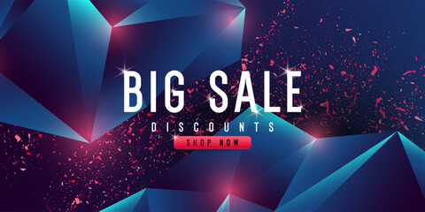 A banner for the sale of goods and services. An advertising poster for the store. Stylish background in a modern style with simple geometric elements and shapes. A template for the text.