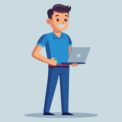 man standing with laptop vector