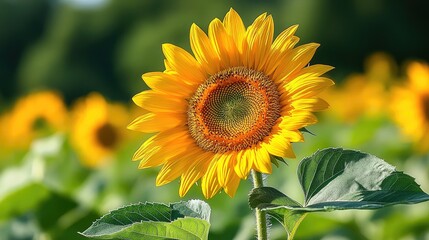 Fototapeta premium Golden Sunflower in Bloom: A Symbol of Youth and Renewal
