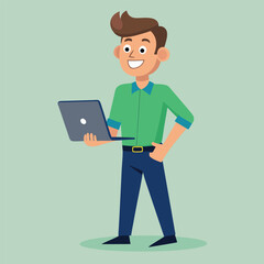 man standing with laptop vector