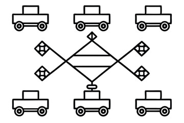 megalift xt line art illustration of powerful machines