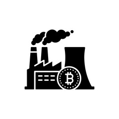 Power Plant with Bitcoin Coin Illustrating Energy Production for Cryptocurrency Mining