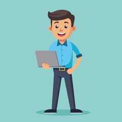 man standing with laptop vector