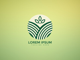 Organic Farm Logo with Circle Shape and Leaves ideal for branding, identity, web, print, apps, and modern professional use in creative business projects